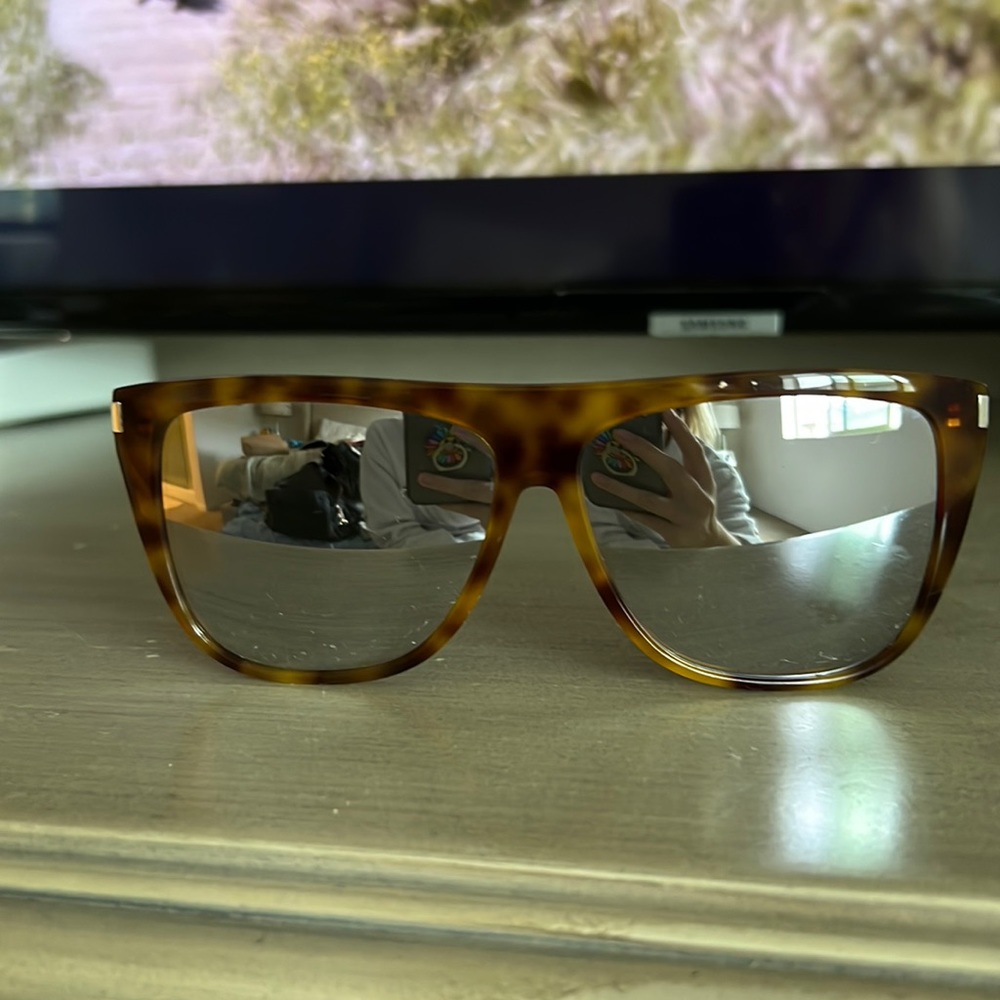 Saint Laurent gently used tortoise glasses w case